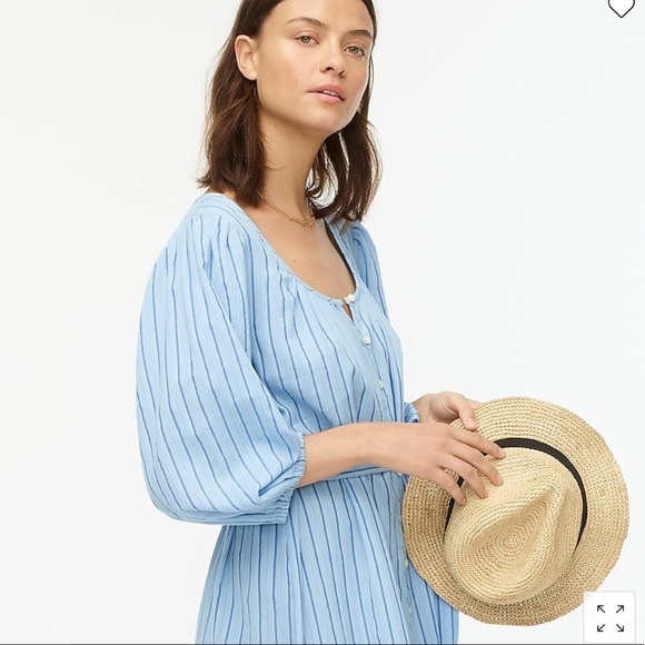 J Crew Balloon-sleeve dress in stripe Blue M Medium - Picture 3 of 7